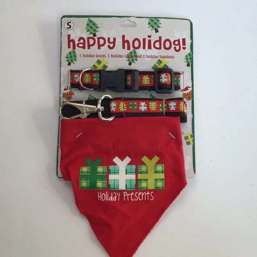Happy‎ Holidog Set With Leash, Collar, Bandana For Small Dog or Pet NWT